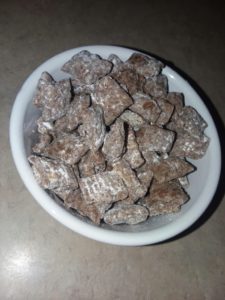 Party puppy chow in a bowl