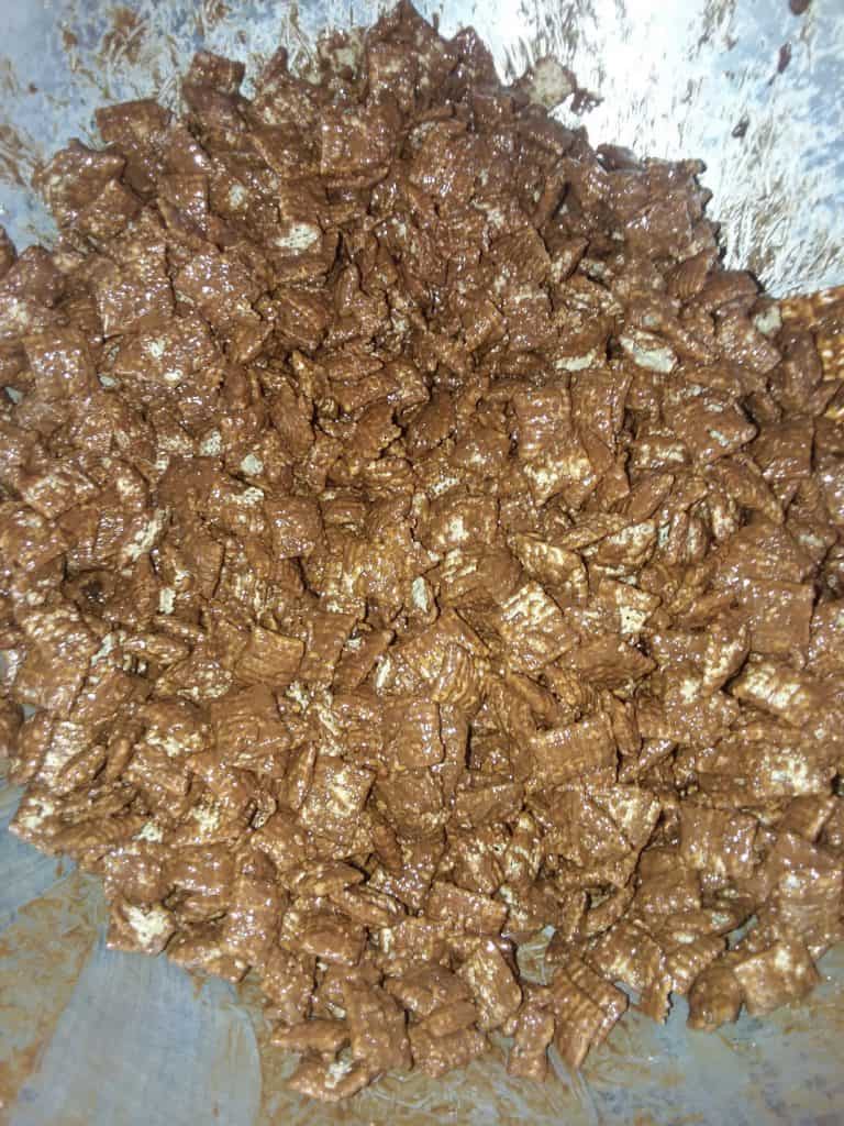 Party puppy chow after mixed in with the chex cereal
