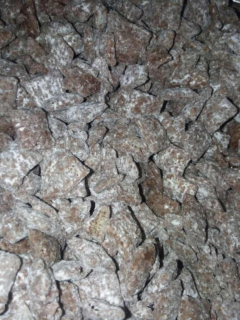 Party puppy chow after mixed with powdered sugar