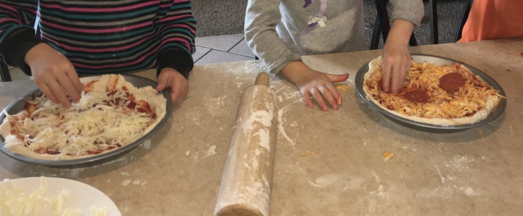 Children topping quick easy homemade pizza dough